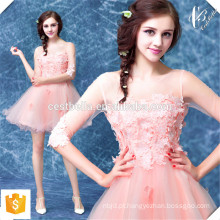 Hot Selling Pink Lace Short Puffy Sweetheart Mini Party Prom Vestido de OEM Fabricante